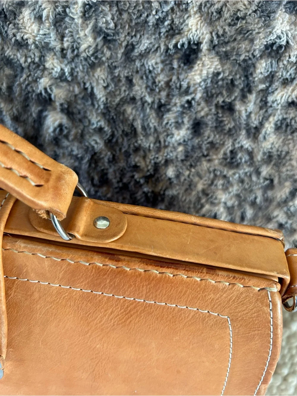 Chaco Tan Leather Messenger Bag with Adjustable Detachable Strap